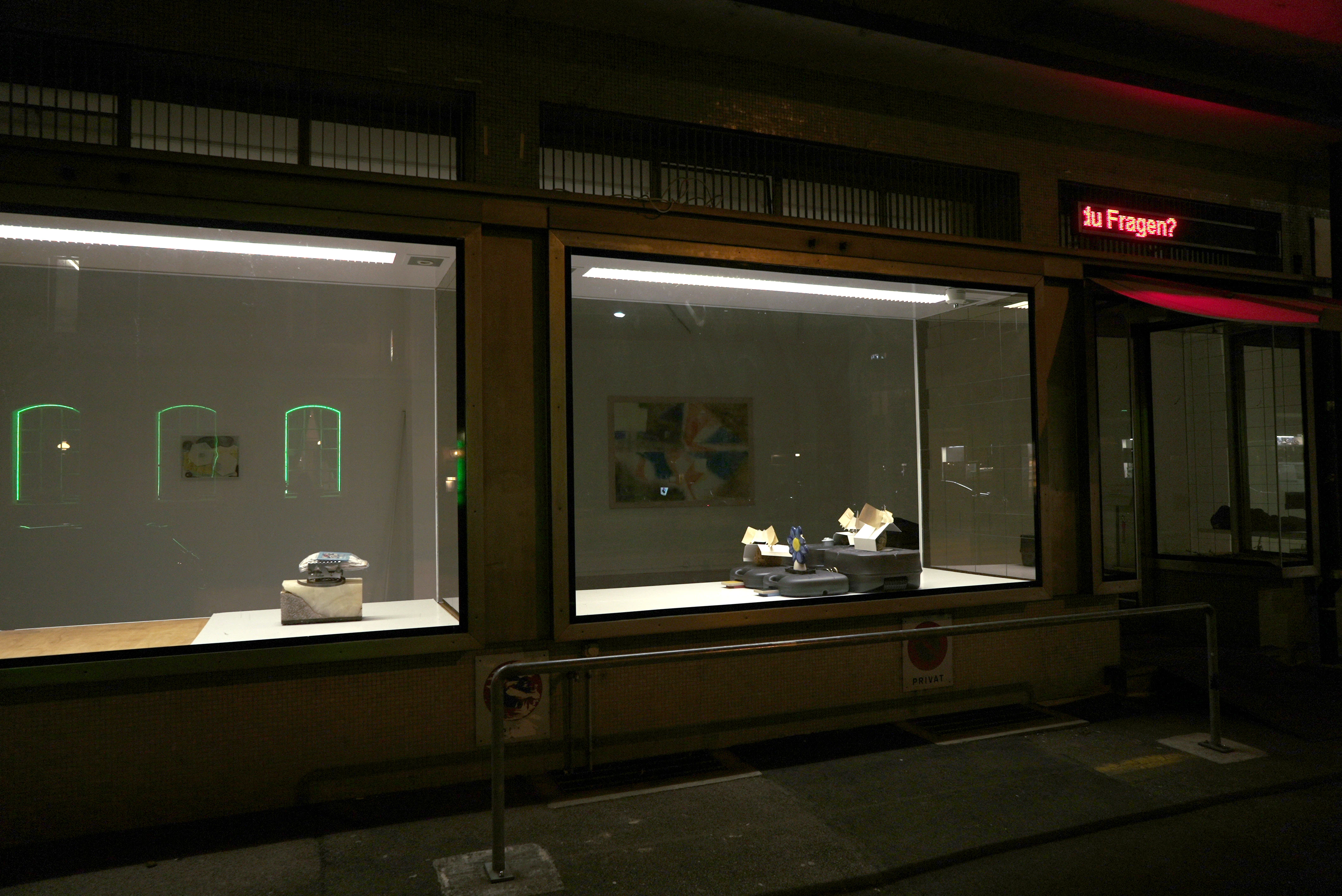 Public Possession, installation view, night/facade